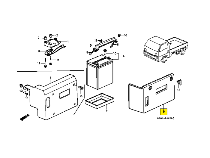 Honda OEM Batteri Dæksel- Acty HA1 HA2 HA3 HA4 - Billede 2